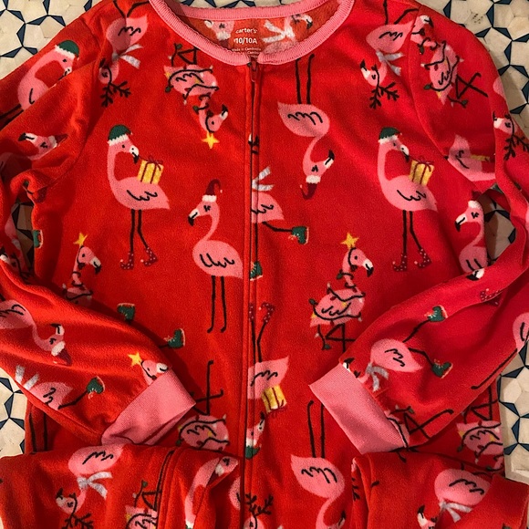 Carter’s Holiday Themed Footed Fleece PJs size 10 - Picture 2 of 6